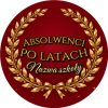 Wzór: Przypinka Absolwenci po Latach – napis Absolwenci po latach i pole nazwa szkoły na eleganckiej grafice