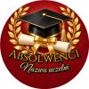 Wzór: Przypinka Absolwenci Uczelni – napis Absolwenci i pole nazwa uczelni na eleganckiej grafice