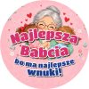 Wzór: Przypinka Babcia ma Najlepsze Wnuki – pastelowa grafika z napisem Najlepsza Babcia bo ma najlepsze wnuki!