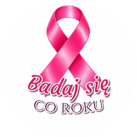 Wzór: Przypinka Badaj Się Co Roku – grafika z napisem Badaj się co roku