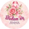 Wzór: Przypinka Badam Się Imię Róża – napis Badam się i pole imię