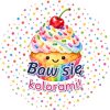 Wzór: Przypinka Baw Się Kolorami – grafika z napisem Baw się kolorami!
