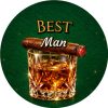 Wzór: Przypinka Best Man Cygaro na Szklance – grafika z napisem Best Man