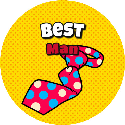 Wzór: Przypinka Best Man Krawat w Grochy – grafika z napisem Best Man