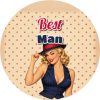 Wzór: Przypinka Best Man Pin-up w Kapeluszu Fedora – grafika z napisem Best Man