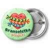 Przypinka Bransoletka Przyjaźni: przypinka na Dzień Myśli Braterskiej z napisem Bransoletka przyjaźni – przód i aluminiowy tył z agrafką