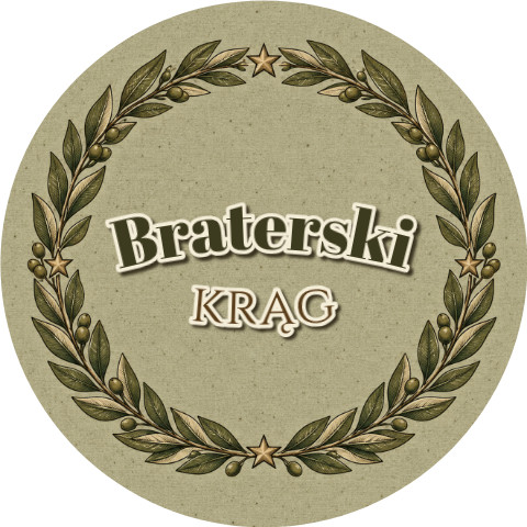Wzór: Przypinka Braterski Krąg Laurowy – grafika z napisem Braterski krąg