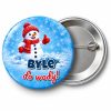 Przypinka Byle do Wody: przypinka dla morsów z napisem Byle do wody! – przód i aluminiowy tył z agrafką