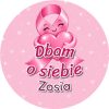 Wzór: Przypinka Dbam o Siebie Imię Przytulas – napis Dbam o siebie i pole imię