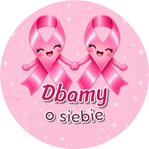 Wzór: Przypinka Dbamy o Siebie – grafika z napisem Dbamy o siebie