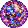 Wzór: Przypinka Disco Night Emblemat – napis DISCO NIGHT i pole rok na sylwestrowej grafice