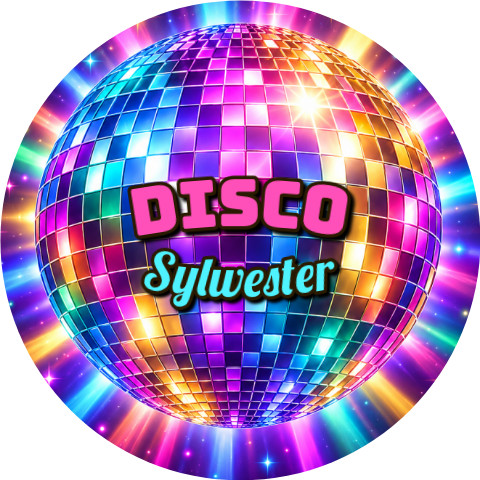 Wzór: Przypinka Disco Sylwester – sylwestrowa grafika z napisem Disco Sylwester