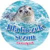 Wzór: Przypinka Dla Foczek Sezon Cały Rok – zimowa grafika z napisem Dla foczek sezon trwa cały rok