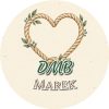Wzór: Przypinka DMB Imię Serce z Liny – napis DMB i pole imię