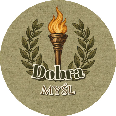 Wzór: Przypinka Dobra Myśl – grafika z napisem Dobra myśl