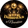 Wzór: Przypinka Domówka Sylwestrowa – napis Domówka i pole gospodarze na sylwestrowej grafice
