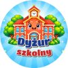 Wzór: Przypinka Dyżur Szkolny Szkoła – kolorowa grafika z napisem Dyżur szkolny