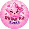 Wzór: Przypinka Dyżurna Gwiazdka z Imieniem – napis Dyżurna i pole imię na kolorowej grafice