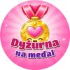 Wzór: Przypinka Dyżurna na Medal Różowa Wstążka – kolorowa grafika z napisem Dyżurna na medal