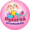Wzór: Przypinka Dyżurna Przedszkola Klocki – kolorowa grafika z napisem Dyżurna przedszkola