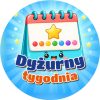 Wzór: Przypinka Dyżurny Tygodnia Kalendarz – kolorowa grafika z napisem Dyżurny tygodnia