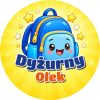 Wzór: Przypinka Dyżurny z Plecakiem – napis Dyżurny i pole imię na kolorowej grafice