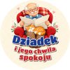 Wzór: Przypinka Dziadek i Jego Chwila Spokoju – pastelowa grafika z napisem Dziadek i jego chwila spokoju