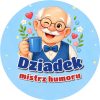 Wzór: Przypinka Dziadek Mistrz Humoru – pastelowa grafika z napisem Dziadek mistrz humoru