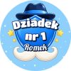 Wzór: Przypinka Dziadek Numer Jeden – napis Dziadek nr 1 i pole imię na pastelowej grafice