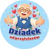 Wzór: Przypinka Dziadek od Przytulasów – pastelowa grafika z napisem Dziadek od przytulasów