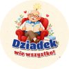 Wzór: Przypinka Dziadek Wie Wszystko – pastelowa grafika z napisem Dziadek wie wszystko!