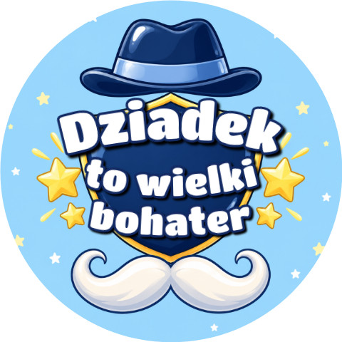 Wzór: Przypinka Dziadek Wielki Bohater – pastelowa grafika z napisem Dziadek to wielki bohater