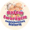 Wzór: Przypinka Dziadkowie Najpiękniejsza Historia – pastelowa grafika z napisem Razem tworzycie najpiękniejszą historię