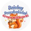 Wzór: Przypinka Dzielny Przedszkolak Grupa Wiewiórki – napis Dzielny Przedszkolak i pole grupa