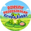 Wzór: Przypinka Dzielny Przedszkolak Grupa Żabki – napis Dzielny Przedszkolak i pole grupa