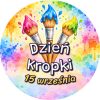 Wzór: Przypinka Dzień Kropki 15 Września Pędzle – napis Dzień Kropki i pole data