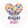 Wzór: Przypinka Dzień Kropki 2027 Serce z Kropek – napis Dzień Kropki i pole rok