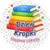 Wzór: Przypinka Dzień Kropki Szkoła Książki – napis Dzień Kropki i pole nazwa szkoły