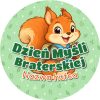 Wzór: Przypinka Dzień Myśli Braterskiej Hufiec Wiewiórka – napis Dzień Myśli Braterskiej i pole nazwa hufca