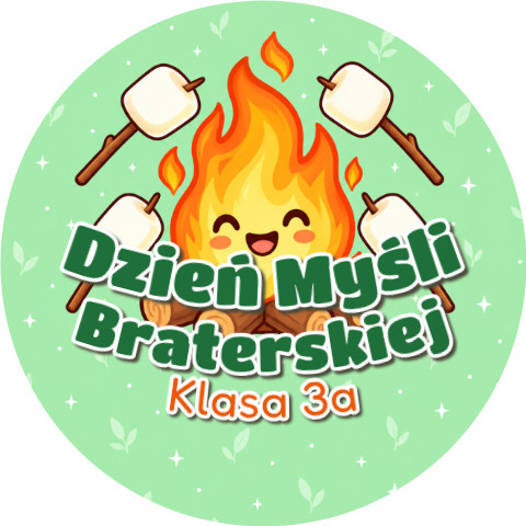 Wzór: Przypinka Dzień Myśli Braterskiej Klasa Ognisko – napis Dzień Myśli Braterskiej i pole klasa