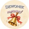 Wzór: Przypinka Dzwonek na Przerwę – grafika z napisem Dzwonek na przerwę!