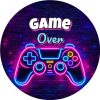 Wzór: Przypinka Game Over Neonowy Pad – grafika z napisem Game Over