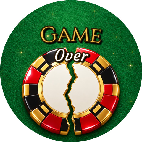 Wzór: Przypinka Game Over Pęknięty Żeton – grafika z napisem Game Over