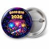 Przypinka Good Bye 2026 Hello 2027: przypinka na Sylwestra z napisem Good bye 2026 Hello 2027! – przód i aluminiowy tył z agrafką
