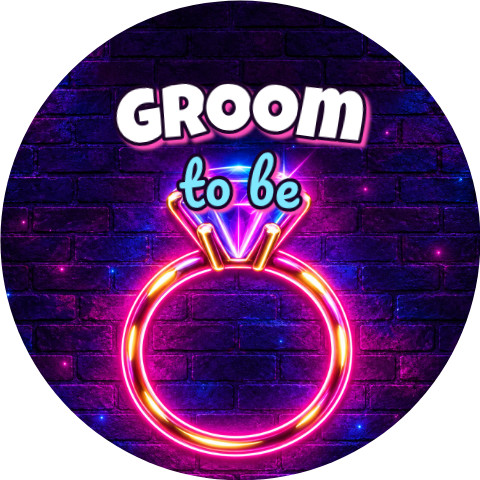 Wzór: Przypinka Groom to Be Neonowy Pierścionek – grafika z napisem Groom to be