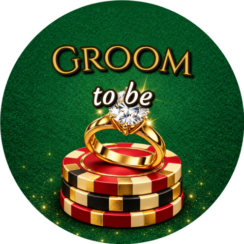 Wzór: Przypinka Groom to Be Pierścionek na Żetonach – grafika z napisem Groom to be