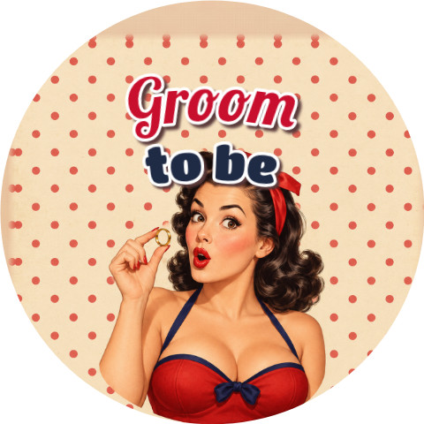 Wzór: Przypinka Groom to Be Pin-up z Obrączką – grafika z napisem Groom to be