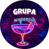Wzór: Przypinka Grupa Wsparcia Neonowy Drink z Parasolką – grafika z napisem Grupa wsparcia