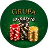 Wzór: Przypinka Grupa Wsparcia Stosy Żetonów – grafika z napisem Grupa wsparcia