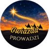 Wzór: Przypinka Gwiazda Prowadzi – grafika z napisem Gwiazda prowadzi